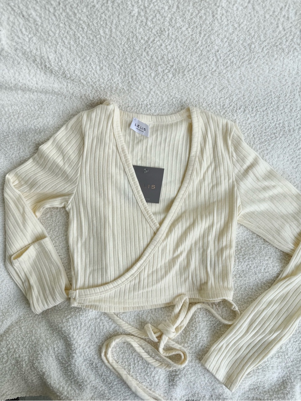 Long Sleeve Wrap Around Ribbed Crop Top